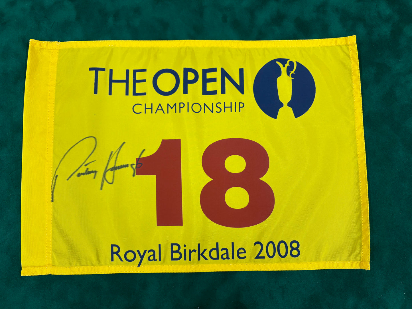 Pádraig Harrington Winner Signed 2008 Open at Royal Birkdale Golf Flag + Dealer COA