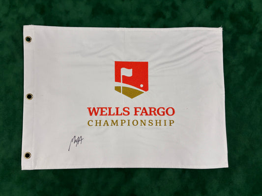 Max Homa Two-Time Winner Signed Wells Fargo Championship Golf Pin Flag + Dealer COA