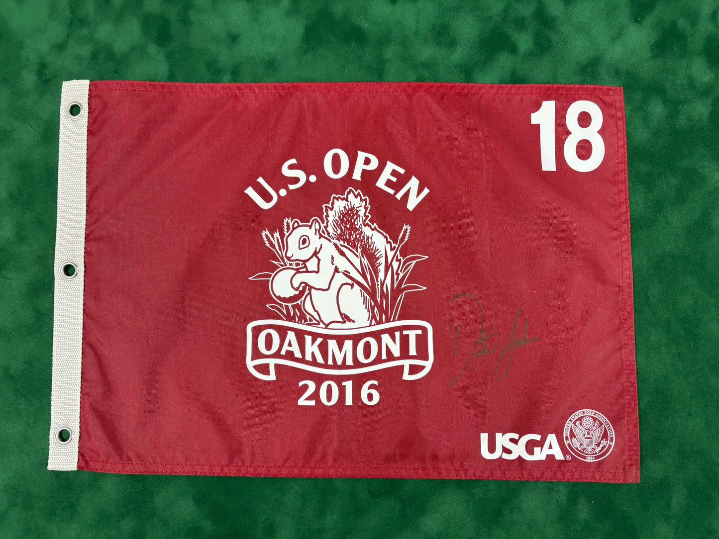 Dustin Johnson Winner Signed 2016 US Open Golf Pin Flag + Dealer COA