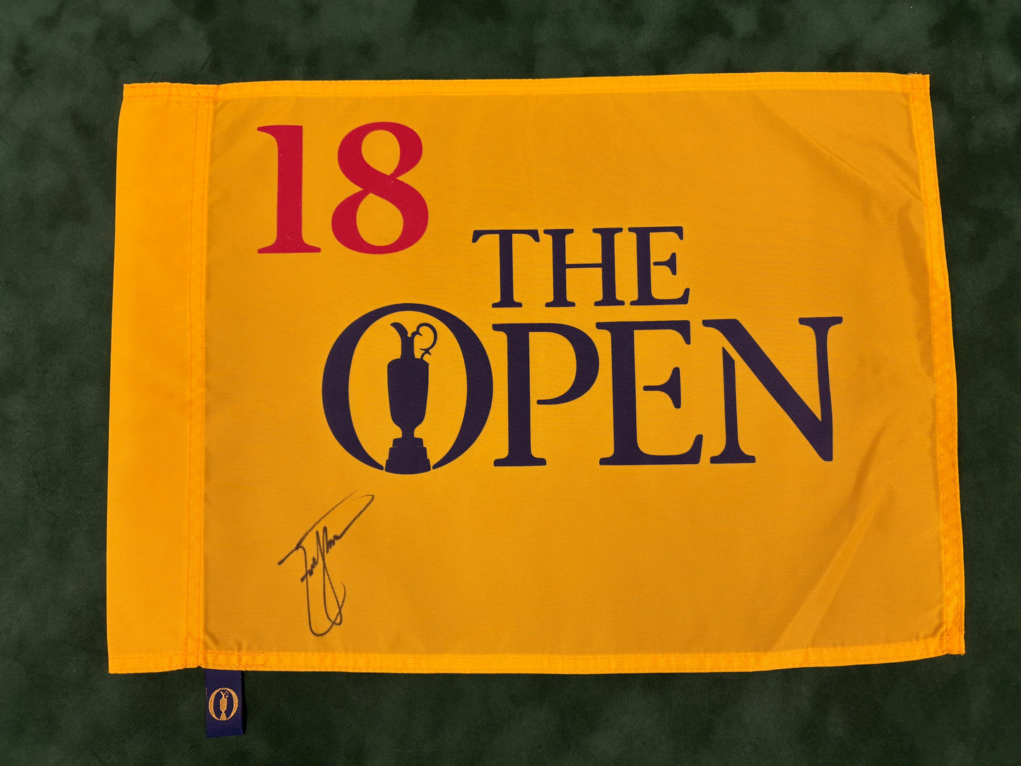 Zach Johnson 144th Open Winner Signed Undated Golf Pin Flag + Dealer COA