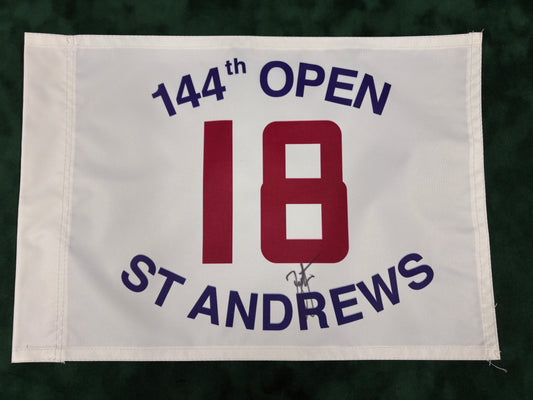 Zach Johnson Winner Signed 144th Open at St Andrews White Golf Flag + Dealer COA