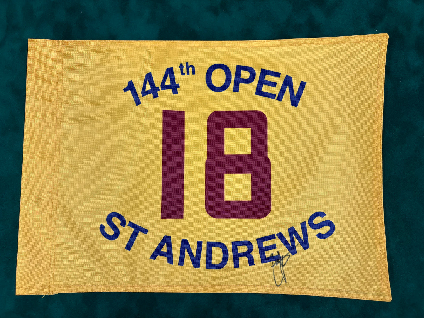 Zach Johnson Winner Signed 144th Open at St Andrews Golf Flag + Dealer COA