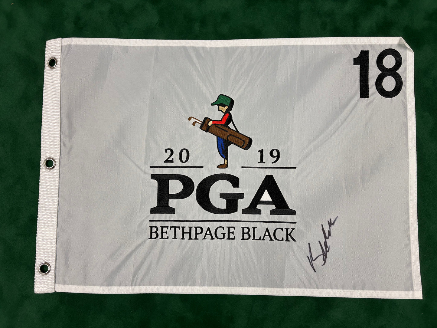 Brooks Koepka Winner Signed 2019 PGA Championship at Bethpage Black Golf Flag + Dealer COA