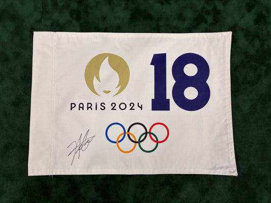 Hideki Matsuyama Bronze Medallist Signed 2024 Paris Olympic Golf Flag + Dealer COA