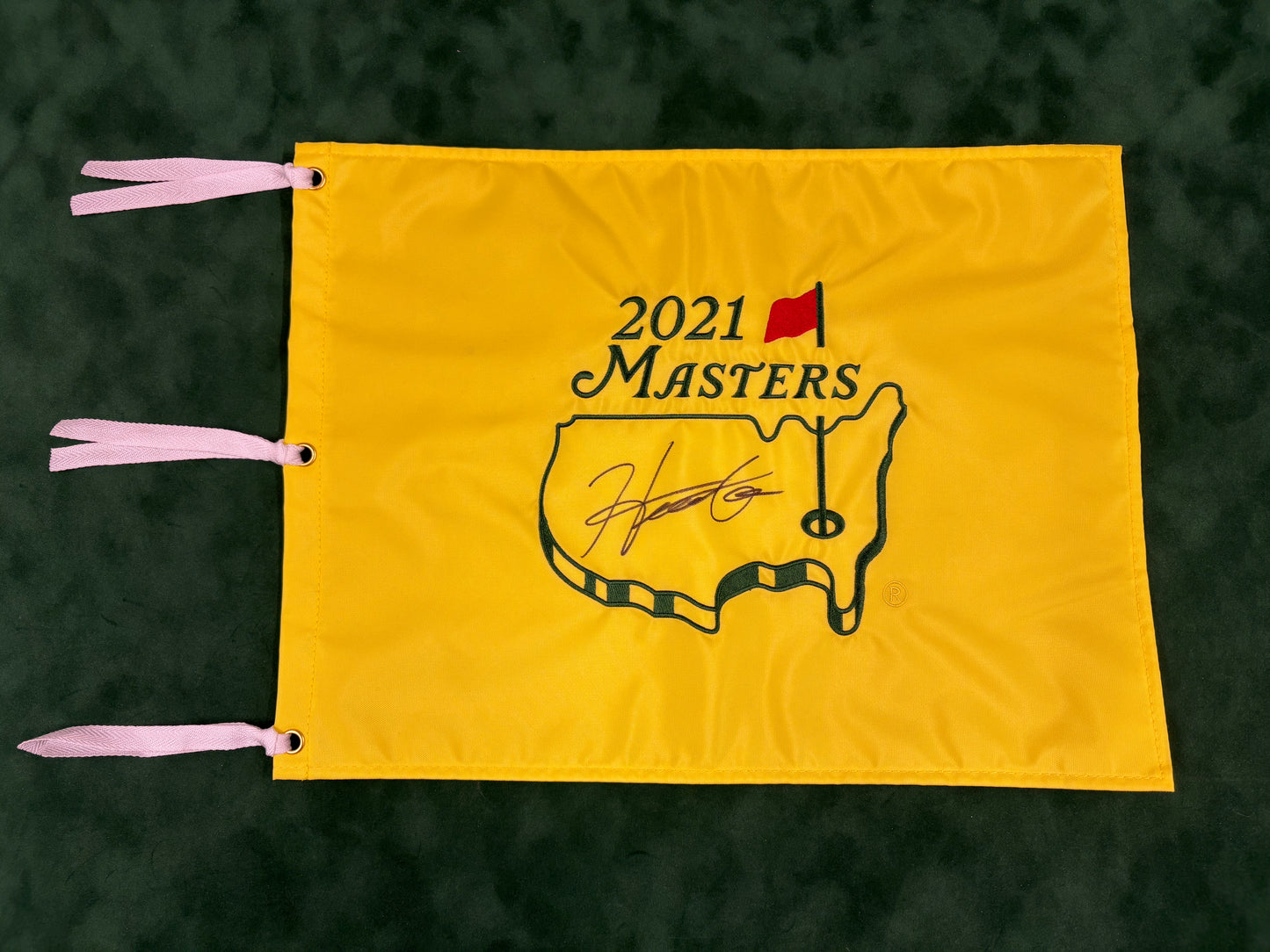 Hideki Matsuyama Winner Signed 2021 Masters Golf Flag + Dealer COA