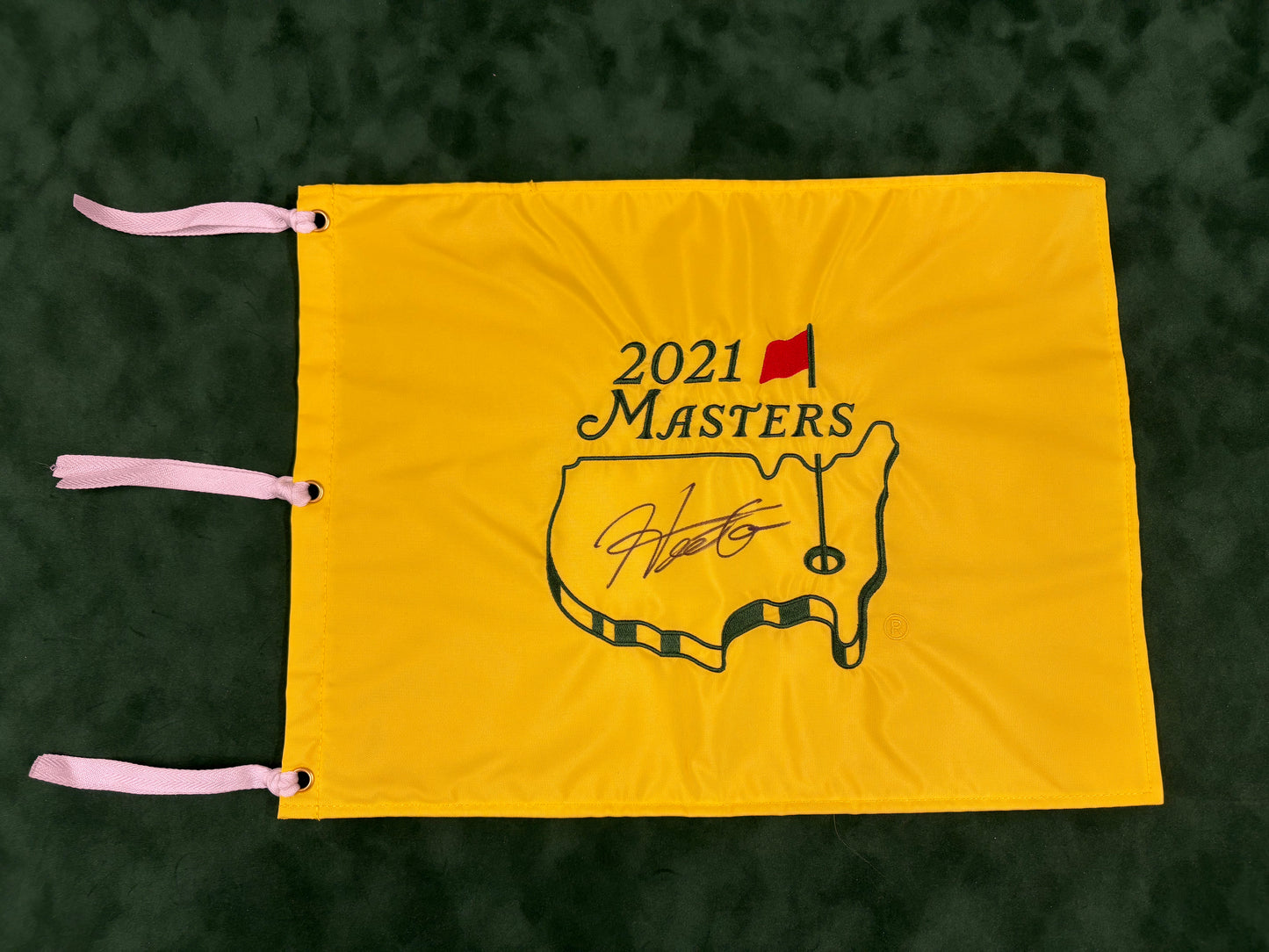 Hideki Matsuyama Winner Signed 2021 Masters Golf Flag + Dealer COA