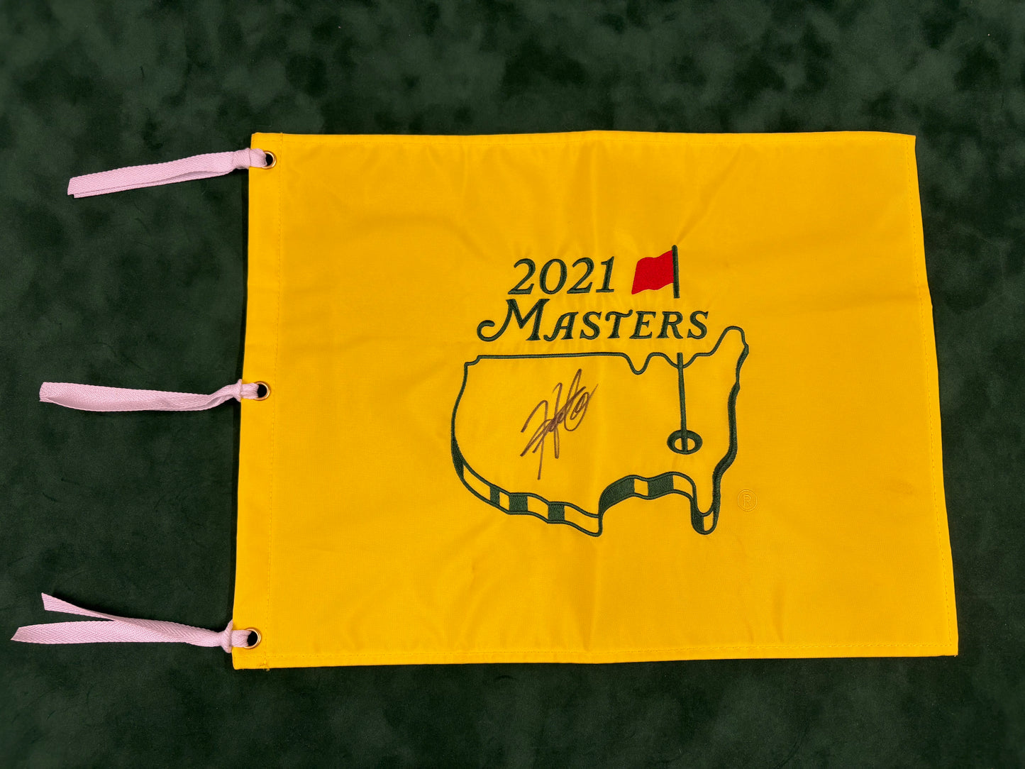 Hideki Matsuyama Winner Signed 2021 Masters Golf Flag + Dealer COA