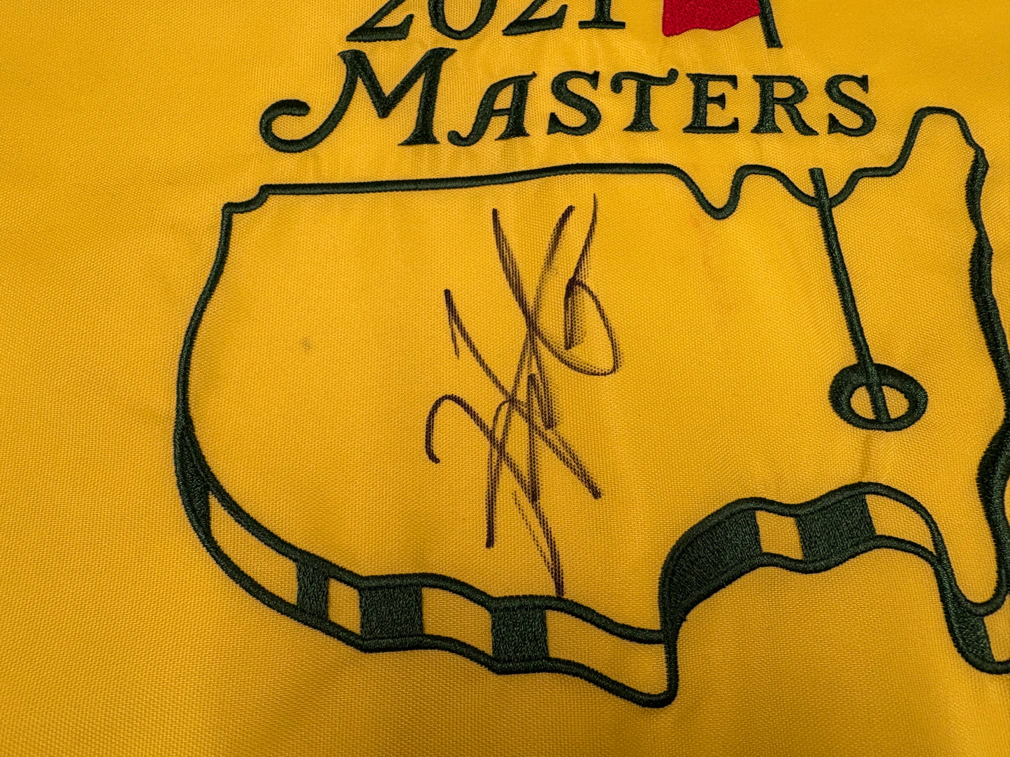 Hideki Matsuyama Winner Signed 2021 Masters Golf Flag + Dealer COA
