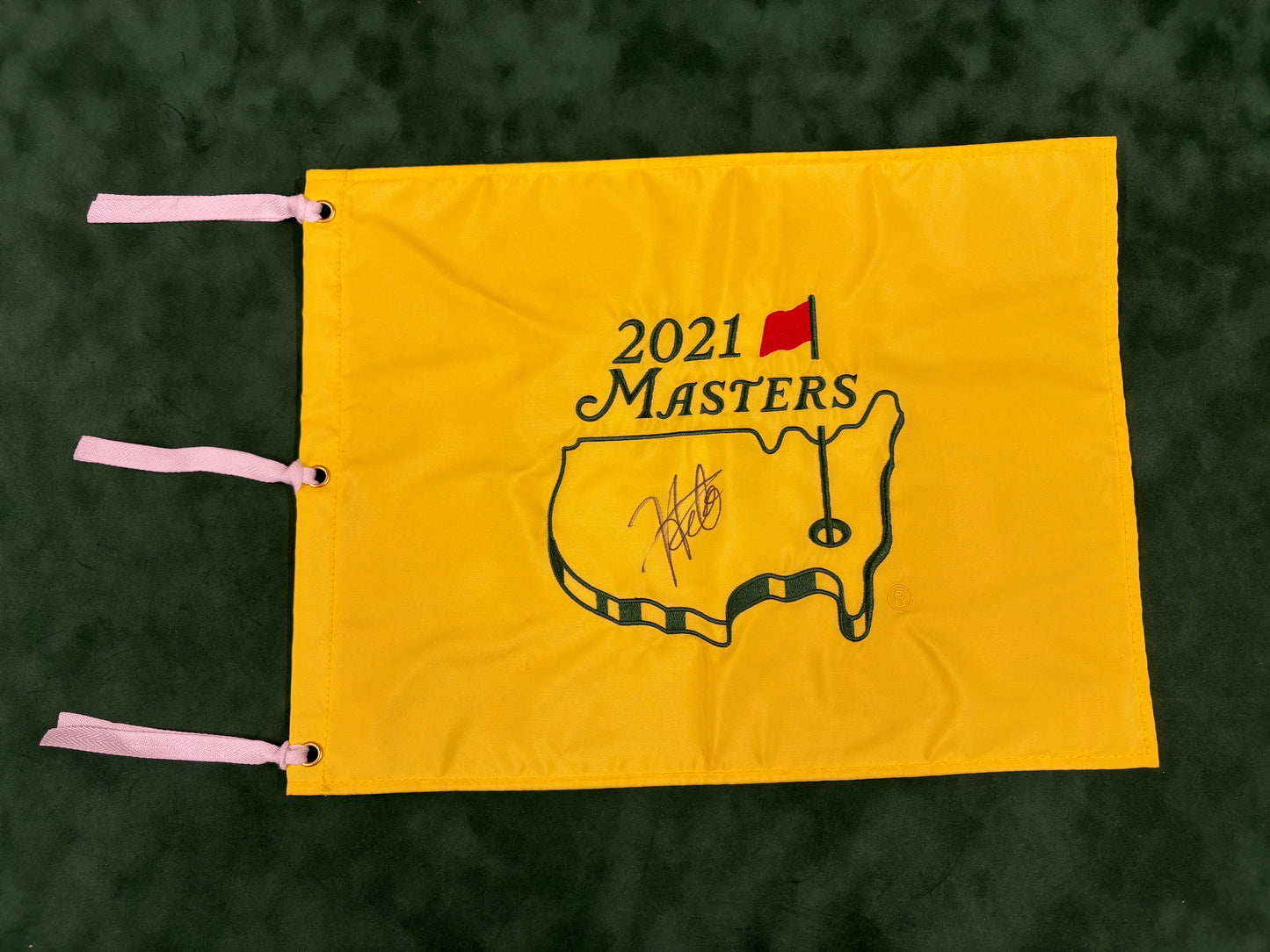 Hideki Matsuyama Winner Signed 2021 Masters Golf Flag + Dealer COA