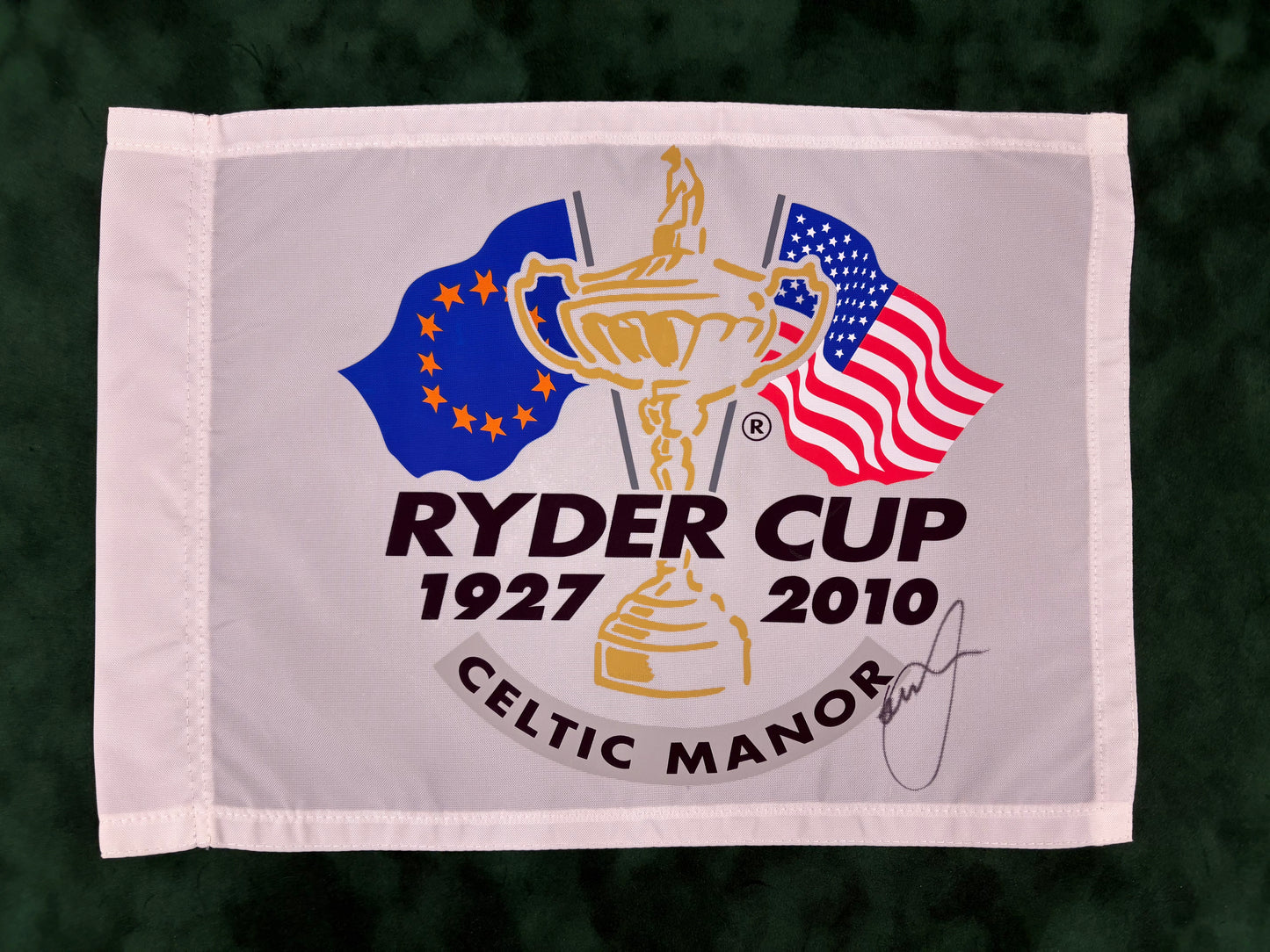 Graeme McDowell Signed 2010 Ryder Cup at Celtic Manor Golf Flag + Dealer COA