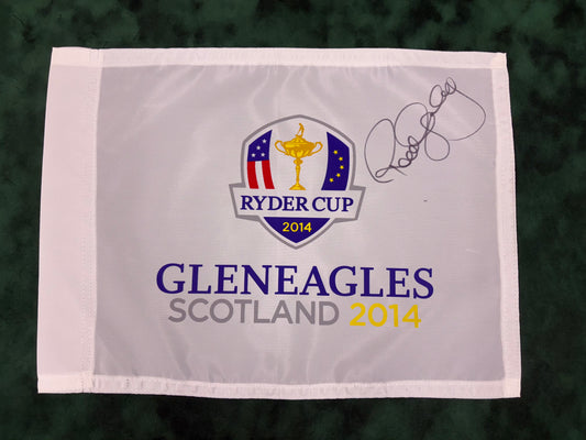 Paul McGinley Signed 2014 Ryder Cup at Gleneagles White Golf Flag + Dealer COA
