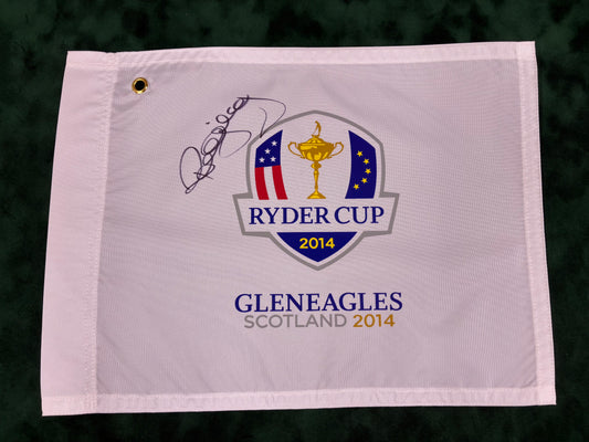Paul McGinley Signed 2014 Ryder Cup at Gleneagles White Golf Flag + Dealer COA