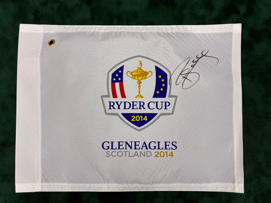 Paul McGinley Signed 2014 Ryder Cup at Gleneagles White Golf Flag + Dealer COA