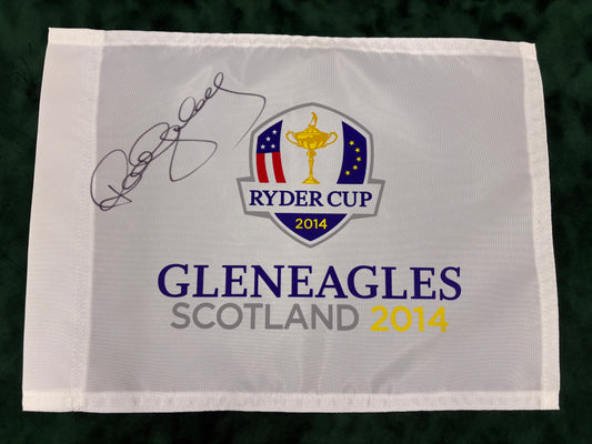 Paul McGinley Signed 2014 Ryder Cup at Gleneagles White Golf Flag + Dealer COA