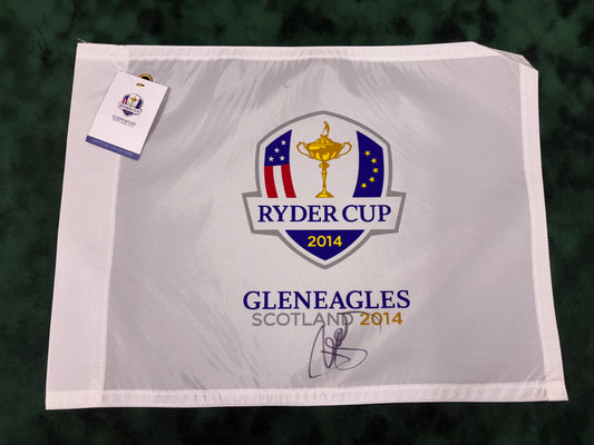 Paul McGinley Signed 2014 Ryder Cup at Gleneagles White Golf Flag + Dealer COA