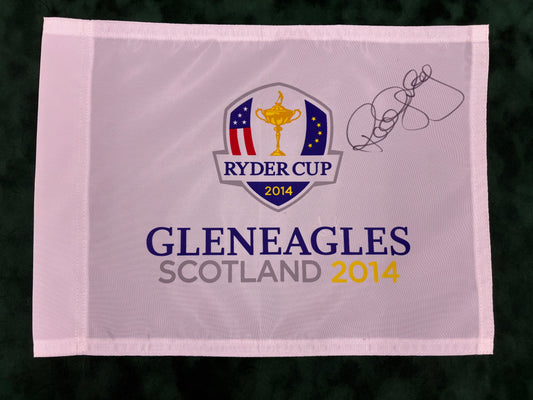Paul McGinley Signed 2014 Ryder Cup at Gleneagles White Golf Flag + Dealer COA