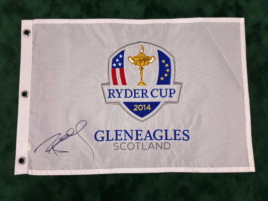 Paul McGinley Signed 2014 Ryder Cup at Gleneagles White Golf Flag + Dealer COA
