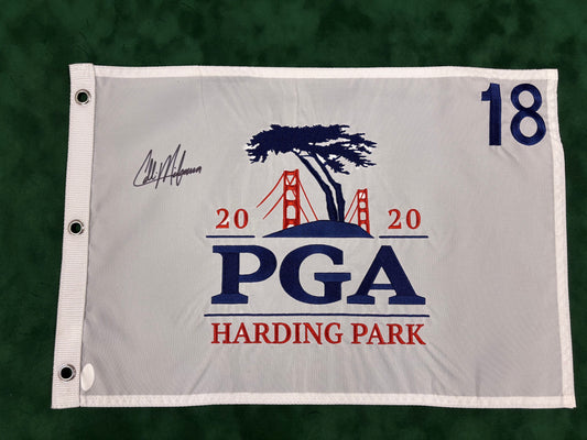 Collin Morikawa Winner Signed 2020 US PGA Championship at Harding Park Golf Flag + Dealer COA JSA Witness