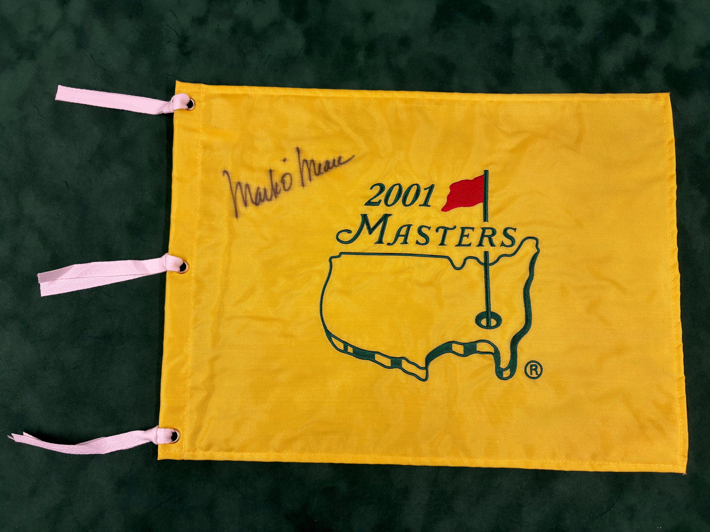 Mark O'Meara Signed 2001 Masters Golf Flag + Dealer COA