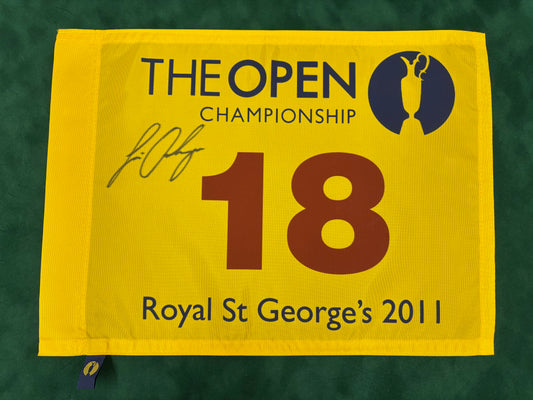 Louis Oosthuizen Signed 2011 Open at Royal St George's Golf Flag + Dealer COA