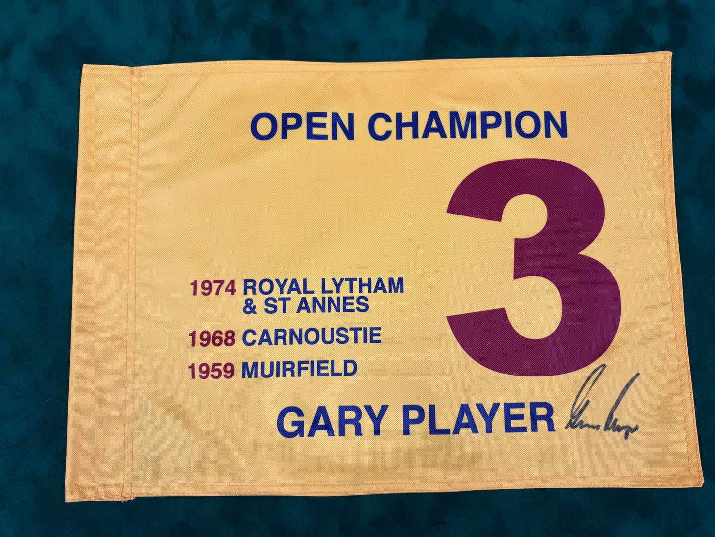 Gary Player Three-Time Open Champion Signed Golf Flag + Dealer COA