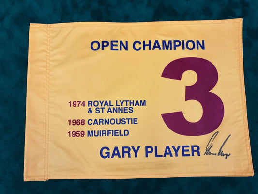 Gary Player Three-Time Open Champion Signed Golf Flag + Dealer COA