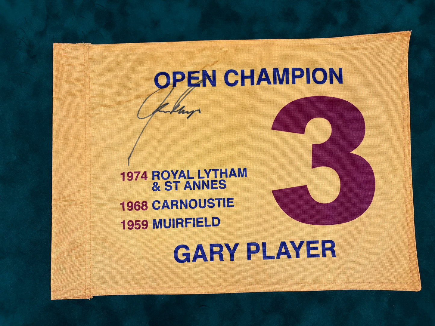 Gary Player Three-Time Open Champion Signed Golf Flag + Dealer COA