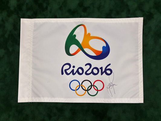 Justin Rose Signed Rio 2016 Olympic Golf Flag + Dealer COA