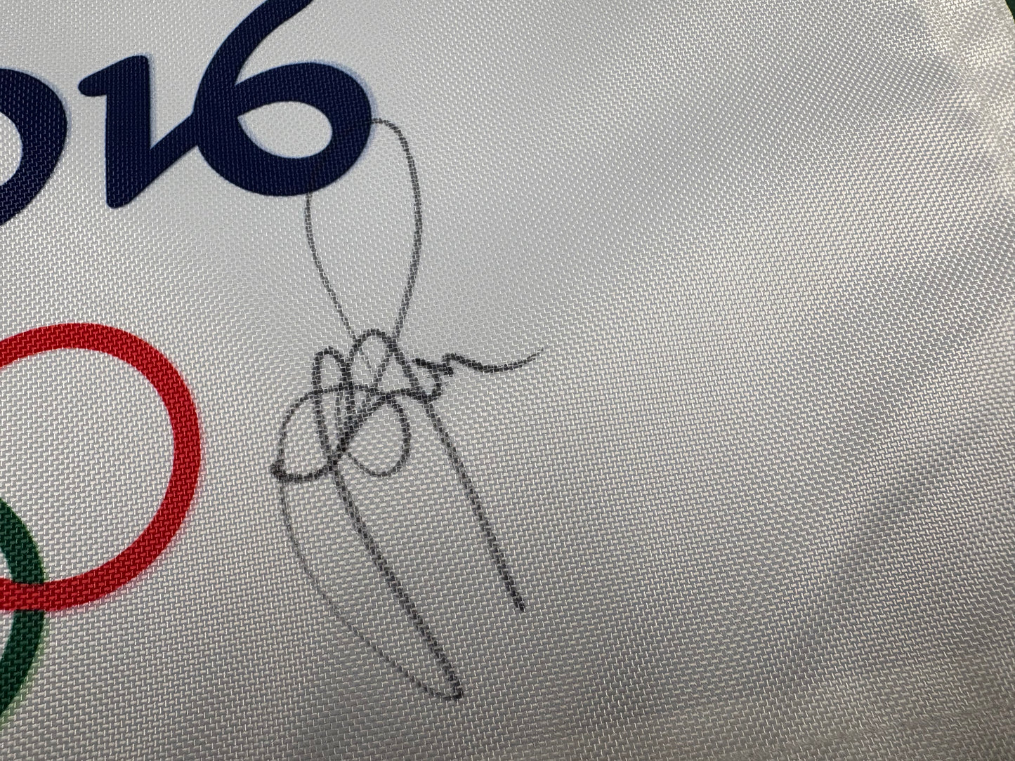 Justin Rose Signed Rio 2016 Olympic Golf Flag + Dealer COA