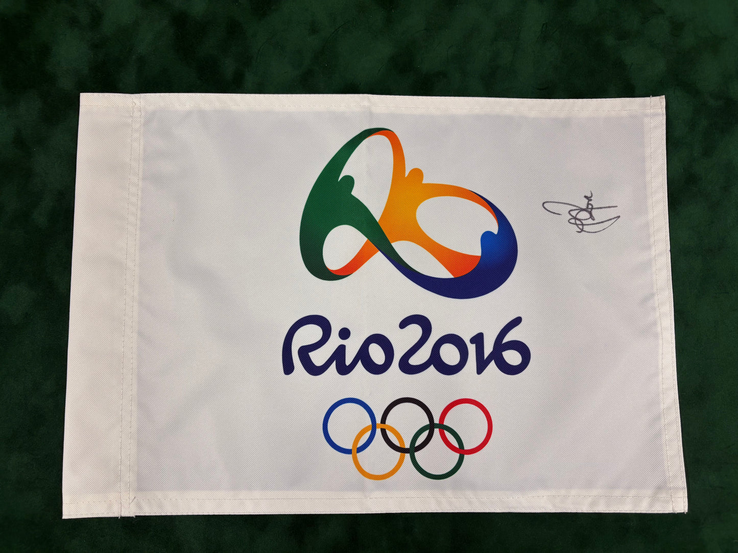Justin Rose Signed Rio 2016 Olympic Golf Flag + Dealer COA