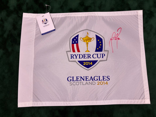 Justin Rose Signed 2014 Ryder Cup at Gleneagles Golf Flag + Dealer COA