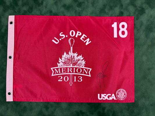 Justin Rose Winner Signed 2013 US Open at Merion Golf Flag + Dealer COA
