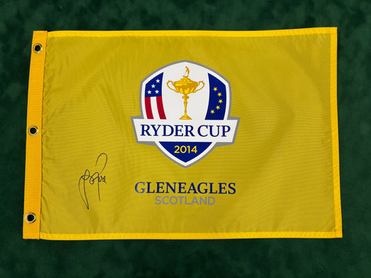 Justin Rose Signed 2014 Ryder Cup at Gleneagles Golf Flag + Dealer COA