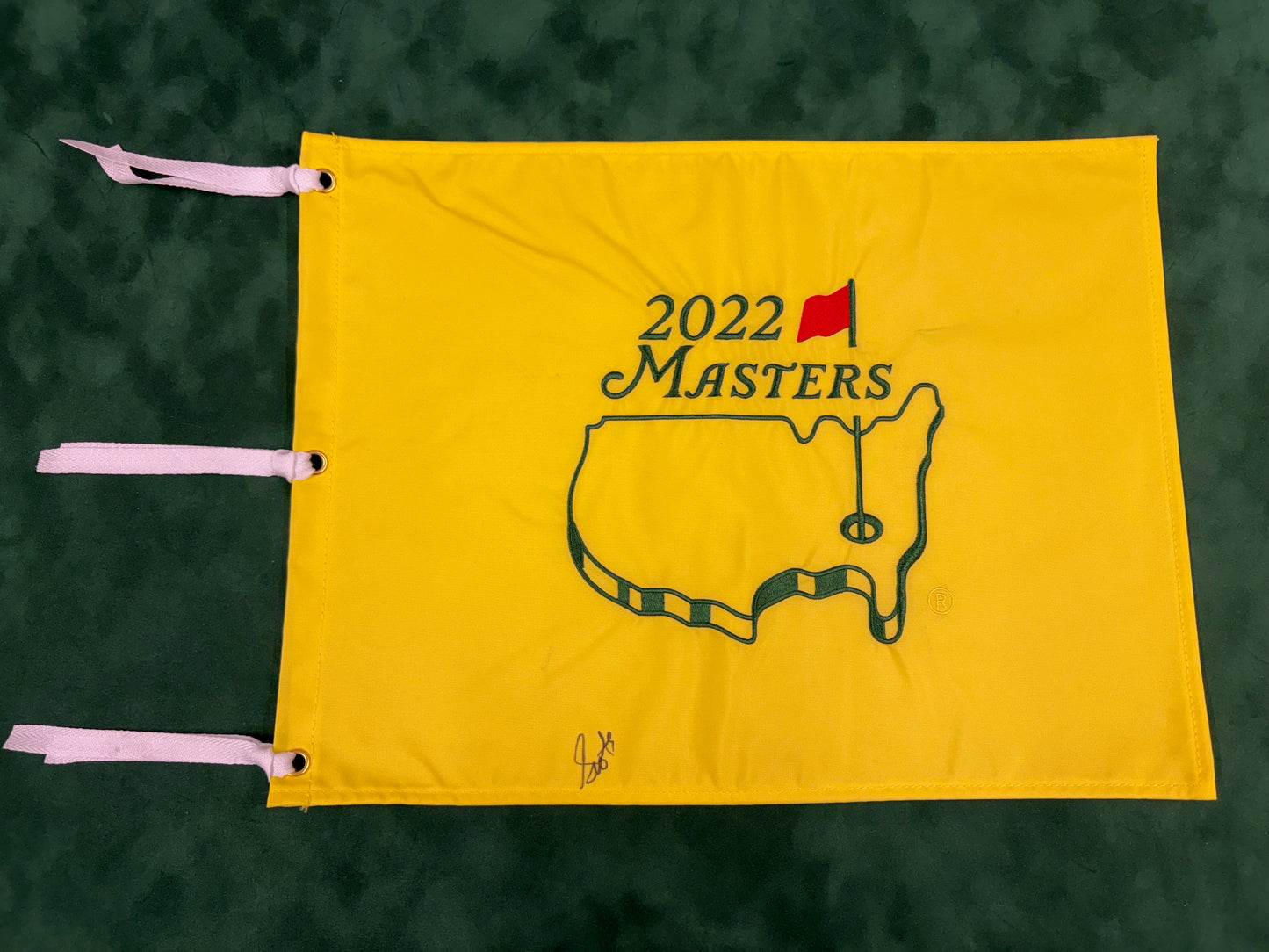 Scottie Scheffler Hand Signed 2022 Masters Golf Flag Obtained in Person + Dealer COA