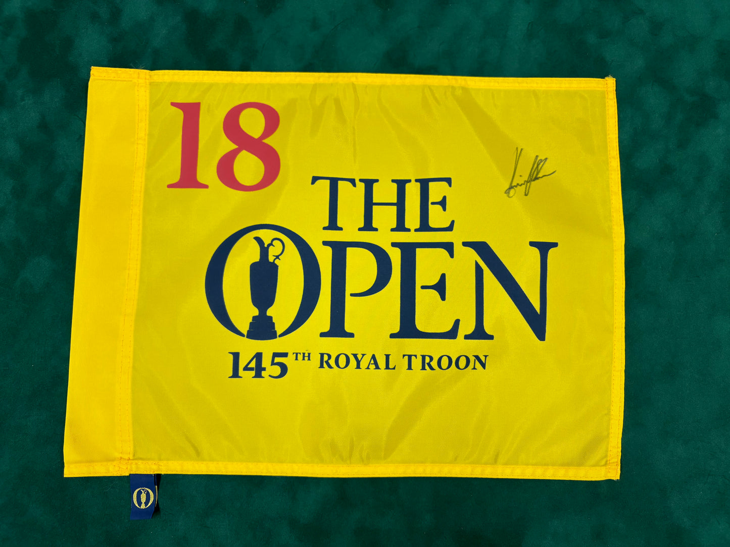 Henrik Stenson Winner Signed 145th Open at Royal Troon Golf Flag + Dealer COA