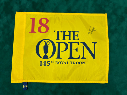 Henrik Stenson Winner Signed 145th Open at Royal Troon Golf Flag + Dealer COA