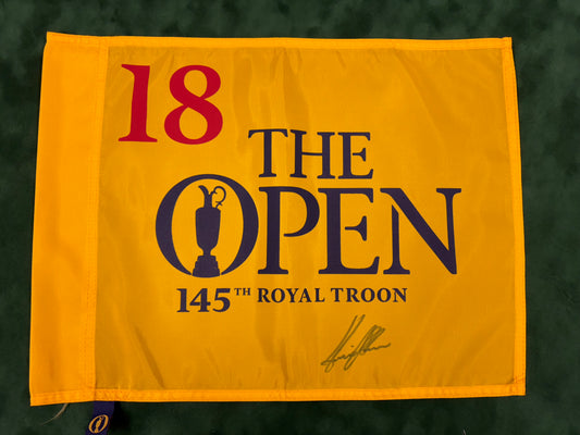 Henrik Stenson Winner Signed 145th Open at Royal Troon Golf Flag + Dealer COA