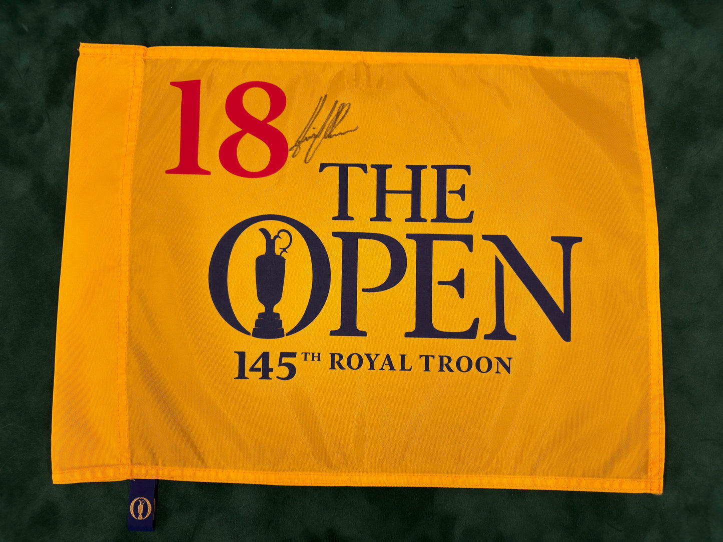 Henrik Stenson Winner Signed 145th Open at Royal Troon Golf Flag + Dealer COA