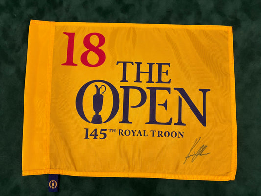 Henrik Stenson Winner Signed 145th Open at Royal Troon Golf Flag + Dealer COA