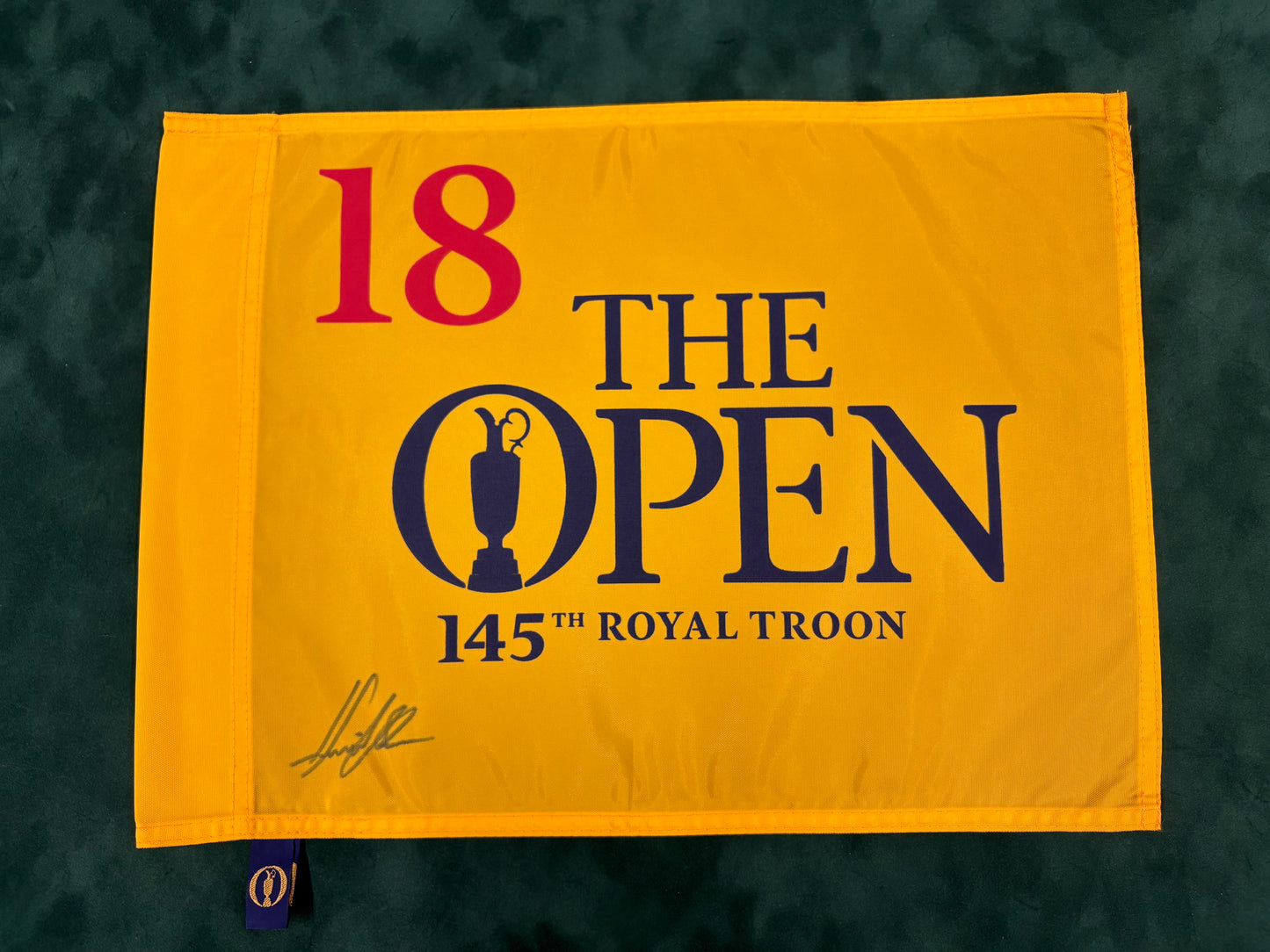 Henrik Stenson Winner Signed 145th Open at Royal Troon Golf Flag + Dealer COA