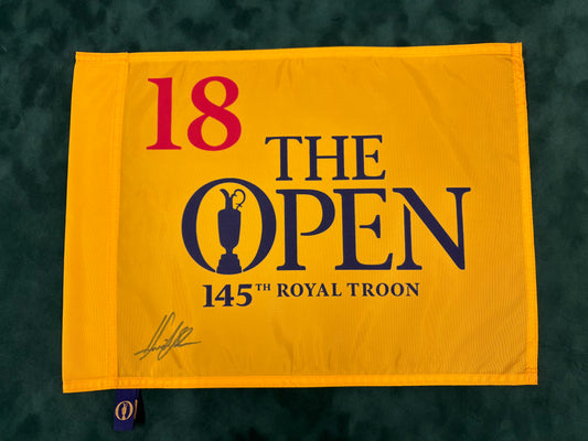 Henrik Stenson Winner Signed 145th Open at Royal Troon Golf Flag + Dealer COA