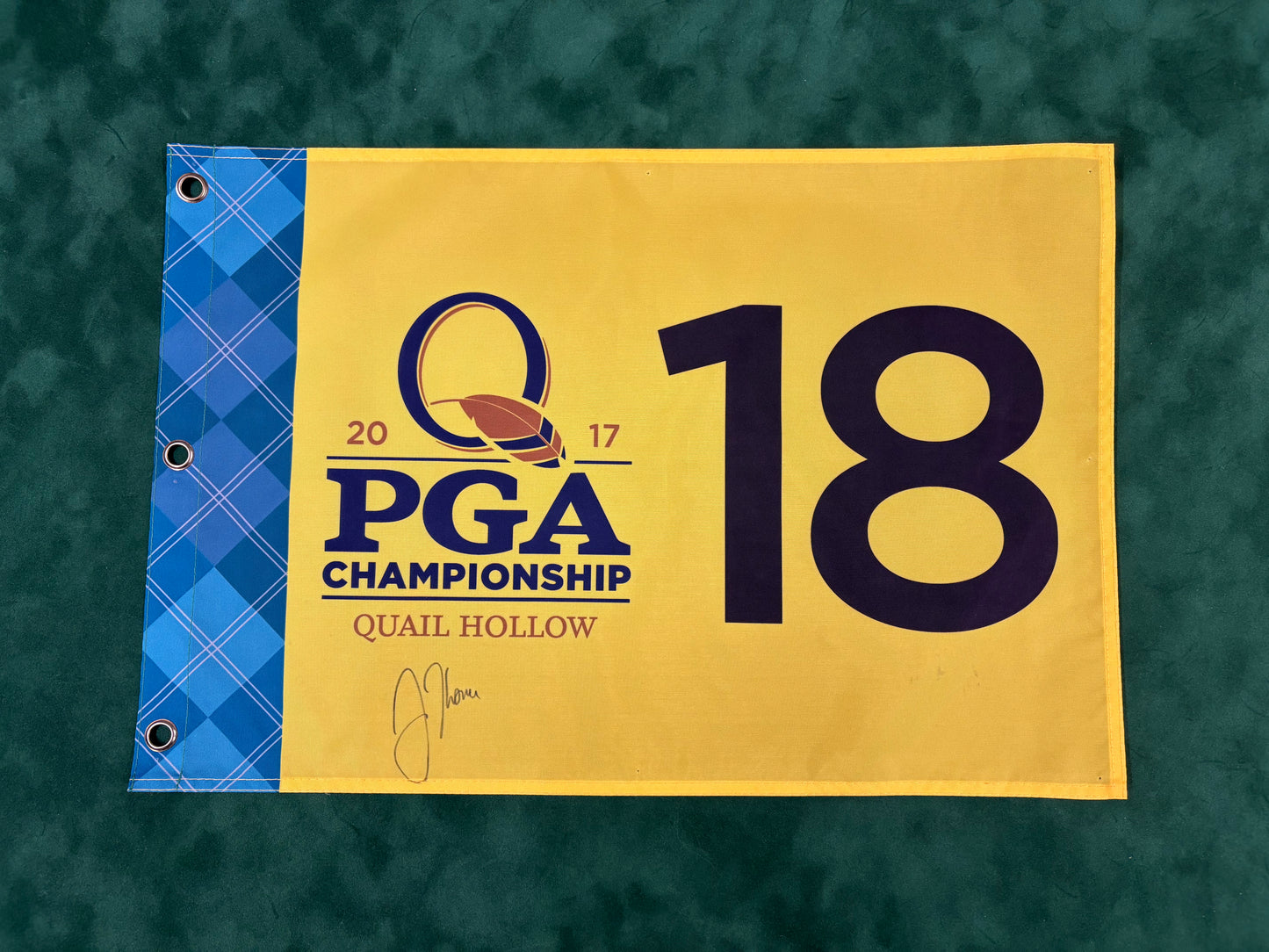 Justin Thomas 2017 Winner Signed PGA Championships at Quail Hollow Golf Flag + Dealer COA