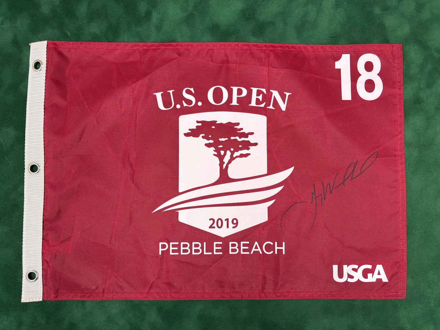 Gary Woodland Winner Signed 2019 US Open at Pebble Beach Golf Flag + Dealer COA