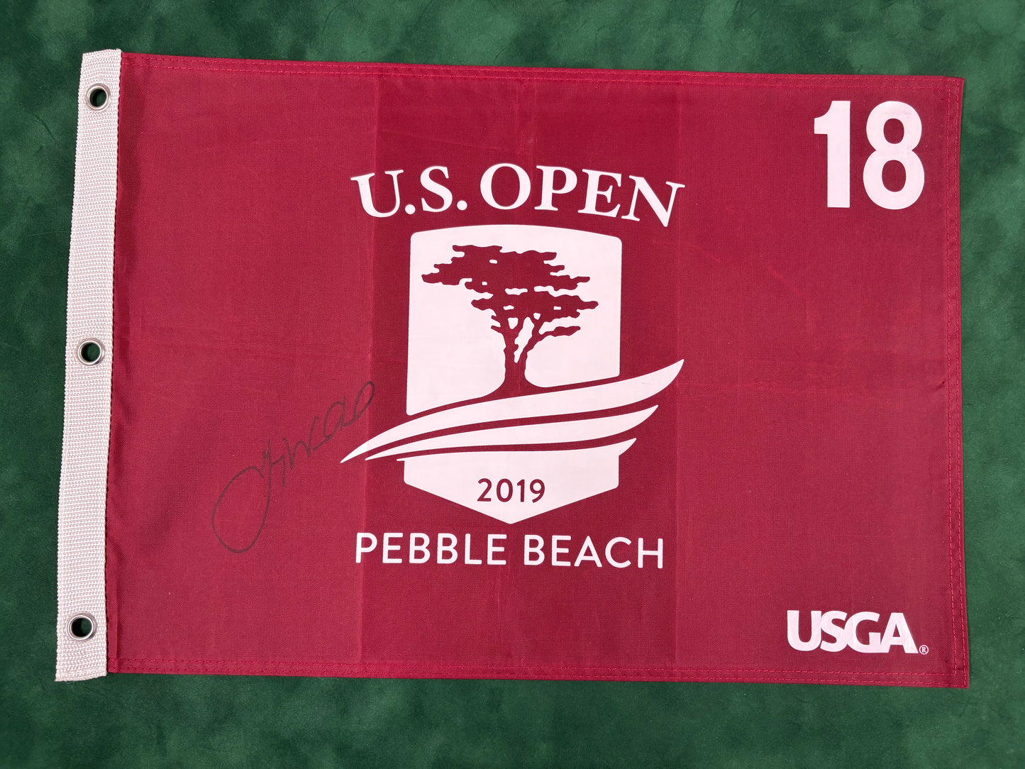 Gary Woodland Winner Signed 2019 US Open at Pebble Beach Golf Flag + Dealer COA