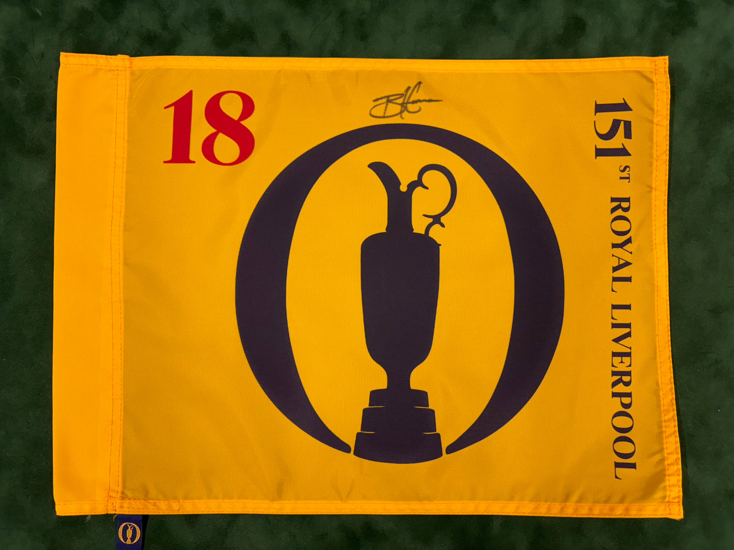 Brian Harman Winner Signed 151st Open at Royal Liverpool Golf Flag + Dealer COA