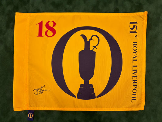 Brian Harman Winner Signed 151st Open at Royal Liverpool Golf Flag + Dealer COA