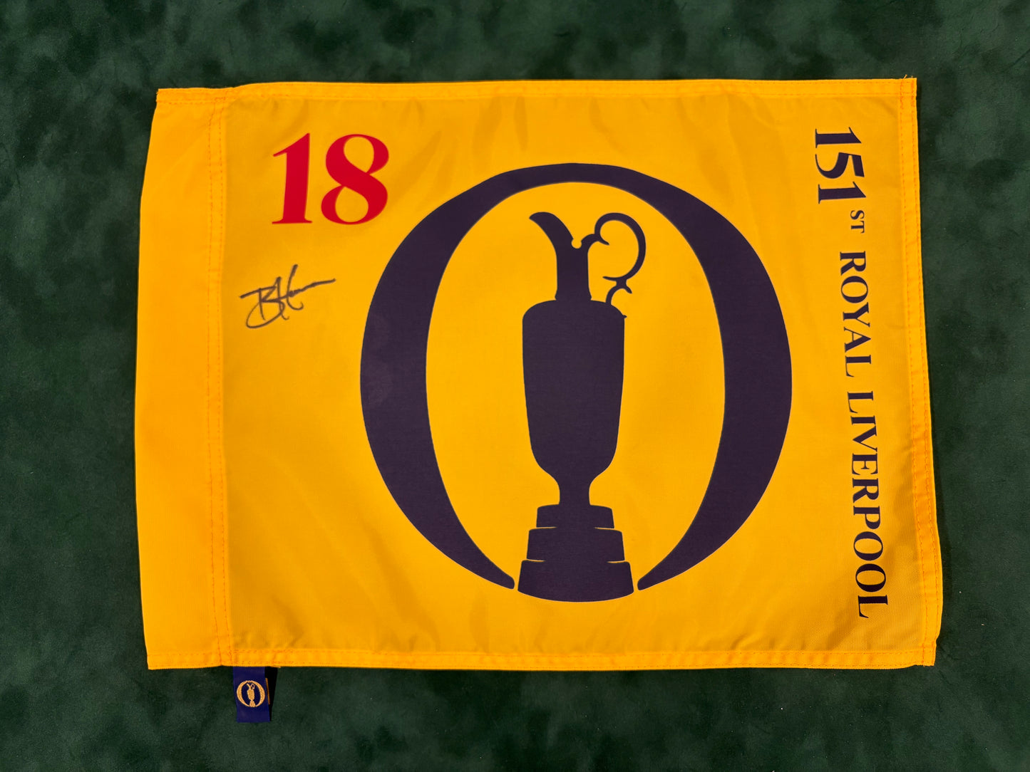 Brian Harman Winner Signed 151st Open at Royal Liverpool Golf Flag + Dealer COA