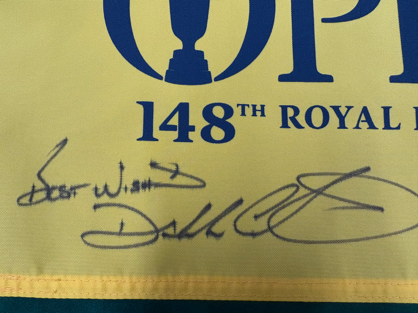 Darren Clarke Signed 'Best Wishes' 148th Open at Royal Portrush Golf Flag + Dealer COA