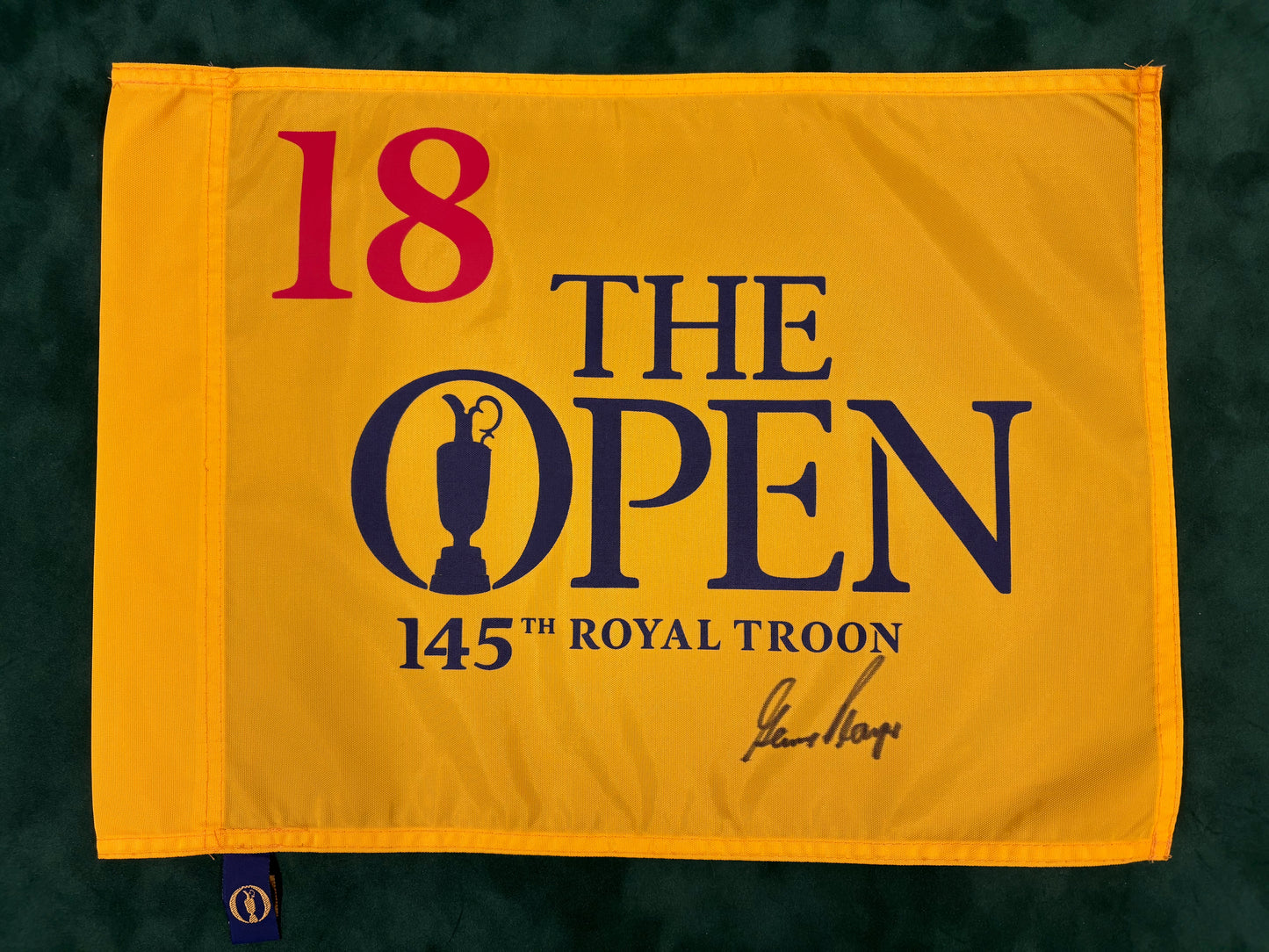 Gary Player Signed 145th Open at Royal Troon Golf Flag + Dealer COA