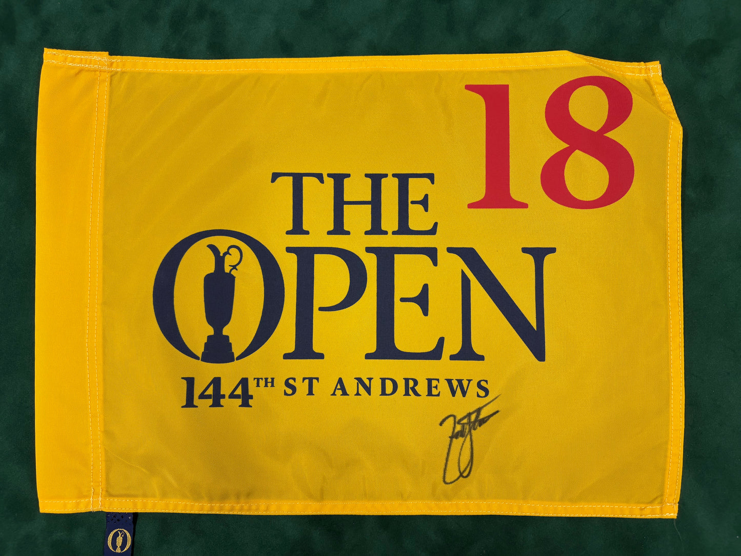 Zach Johnson Winner Signed 144th Open at St Andrews Golf Flag + Dealer COA